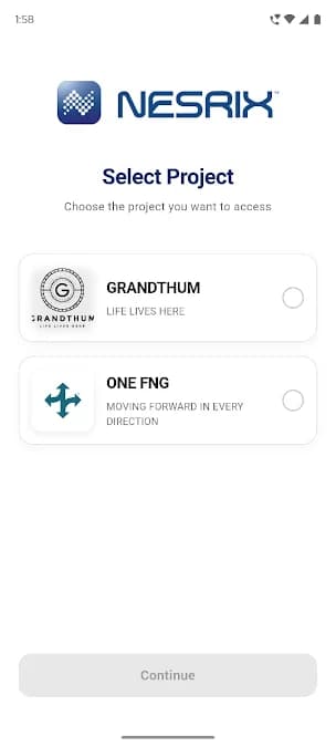 Nesrix app project selector